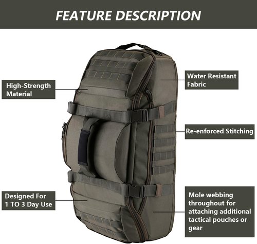 Hannibal Tactical 55L Duffle Bag - 3-in-1 MOLLE Tactical Backpack for Sports & Outdoor | Olive Green
