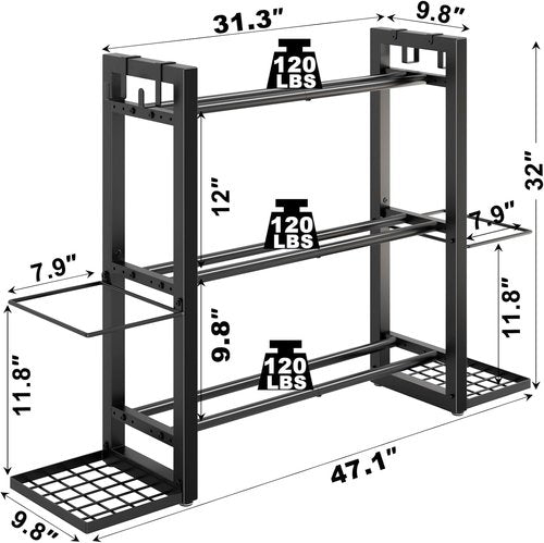 Heavy Duty Metal Dumbbell Rack by [Brand Name] - 3-Tier Adjustable Storage for Weights & Yoga Mats