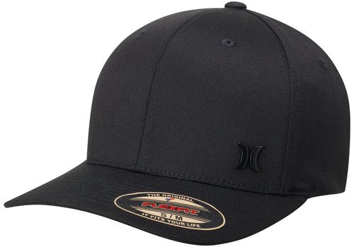 Hurley Mens Baseball Cap - Curved Brim Flexfit Ball Cap, Moisture Wicking Breathable Fitted Hat for Men, Size Large-X-Large, Black