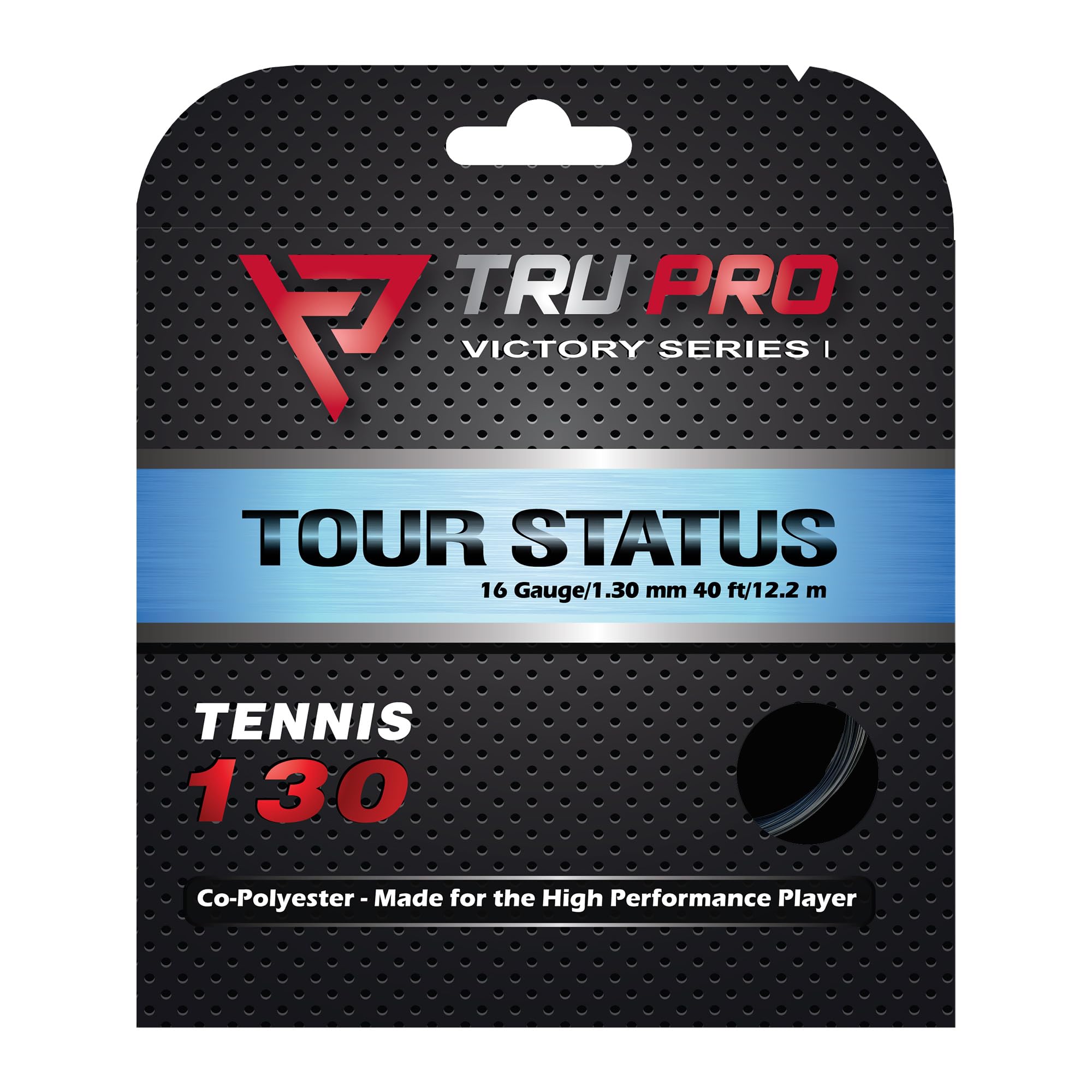 TRU PRO Tour Status - Tennis String Set (Poly): for the Competitive Tennis Player (16g (1.30 mm), 12.2 m, Black)