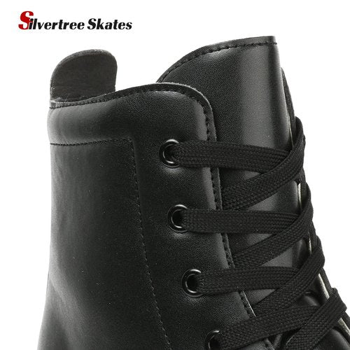 Silvertree Women's Roller Skates PU Leather High-top Roller Skates Four-Wheel Roller Skate Shiny Roller Skate for Women and Men Unisex