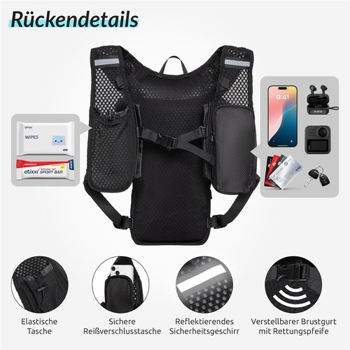 GRIO Lightweight Running Hydration Vest - 2L Water Bladder for Hiking, Cycling & Running