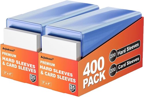Arjiekwei 400 Card Sleeves - Premium Hard Plastic Protectors for Baseball & Football Cards | 3"X4" Size
