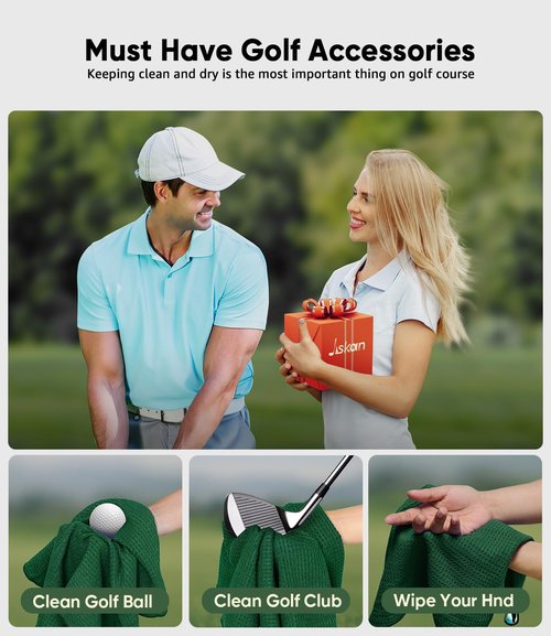 Jiskan Golf Club Brush and Golf Towel Combo