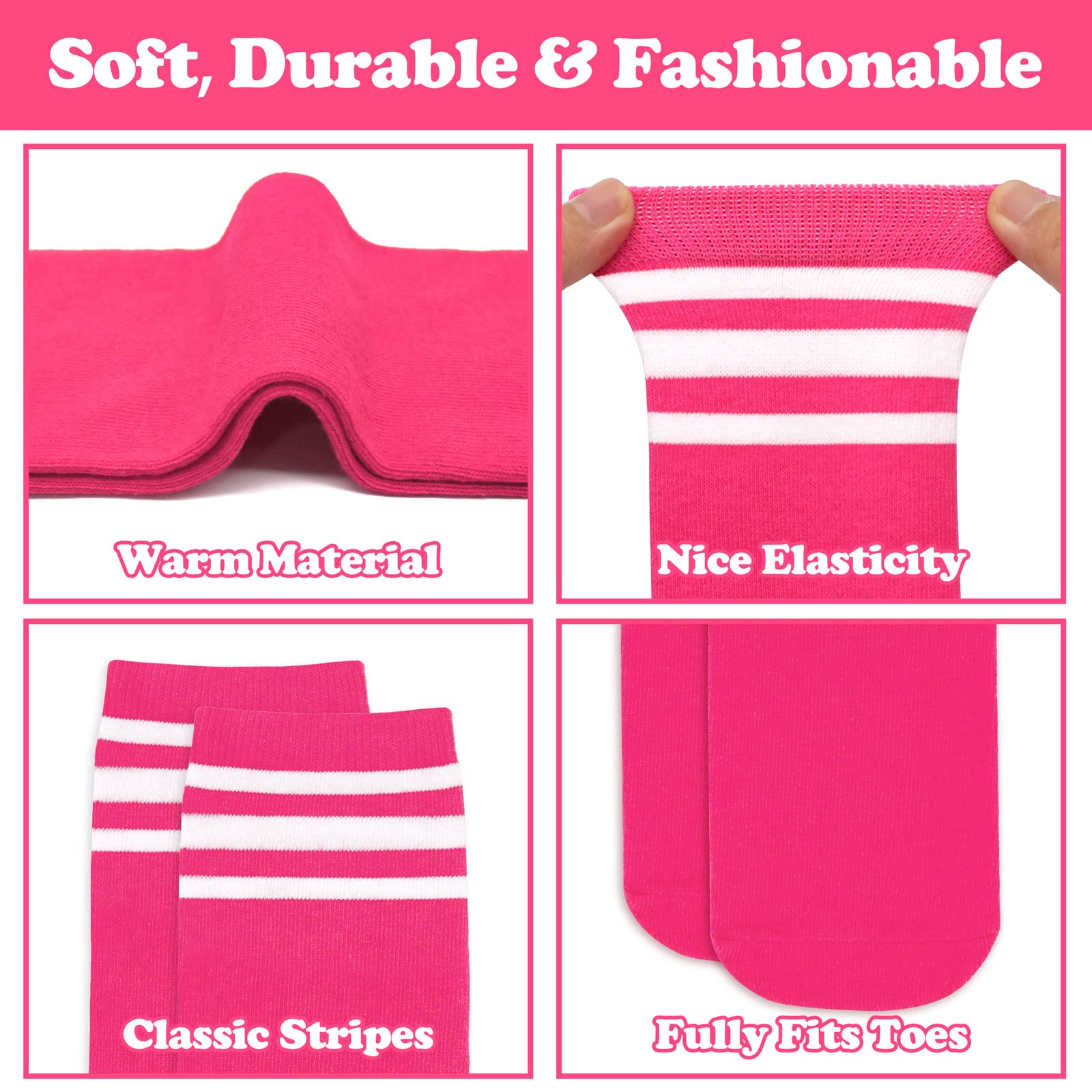 Sarfel Girls Soccer Socks Youth Soccer Socks Kids Soccer Socks Kids 4-6 Toddler Kids Baseball Socks Pink Girls Knee High Socks