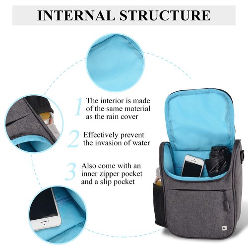 CamGo Handlebar Bag for Bike Canvas Shoulder Bags Small Handbag Cycling Front Basket Bicycle Top Tube Storage Pack with Rain Cover Grey