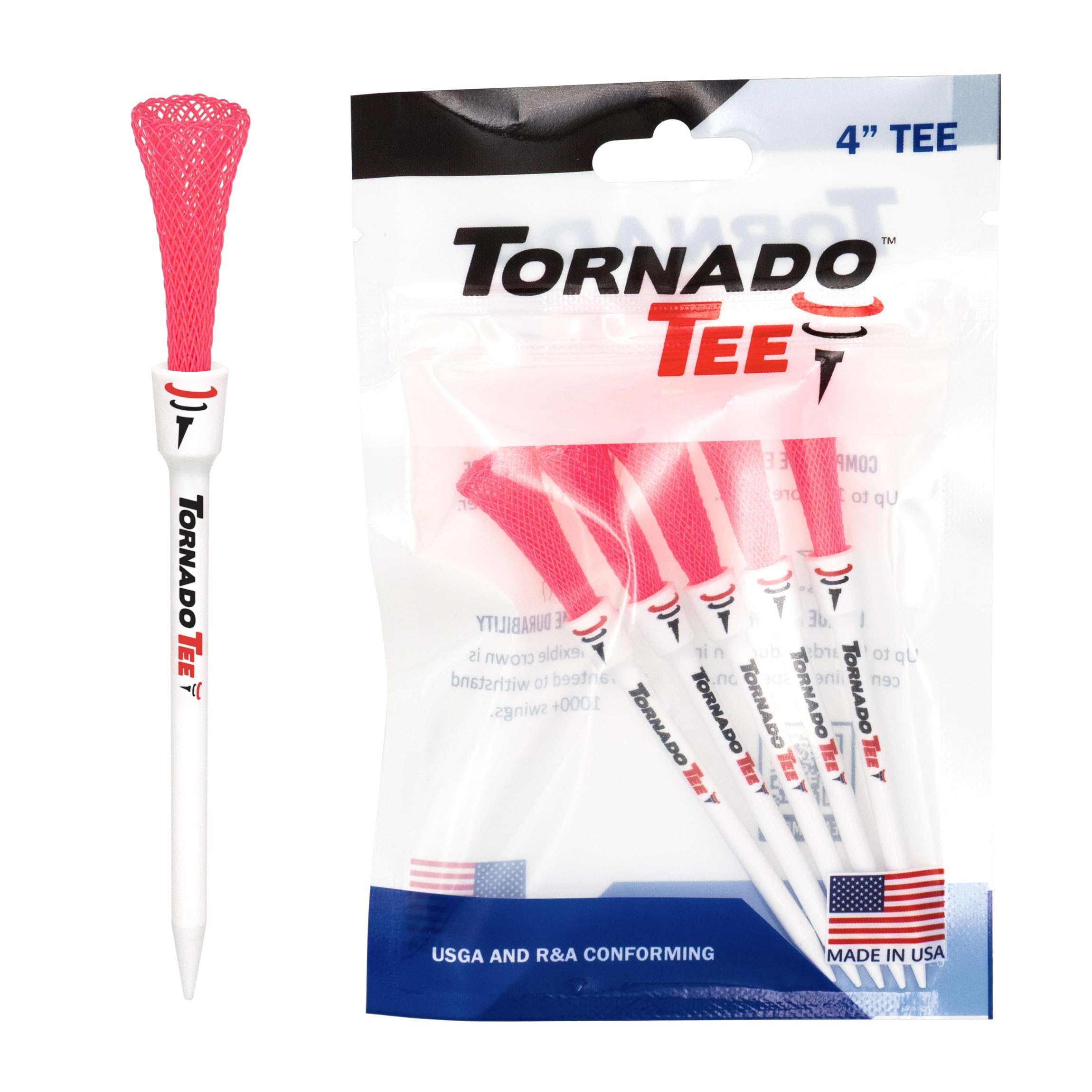 Tornado Tee 4" Long Drive High Performance Golf Tee (Neon Pink)