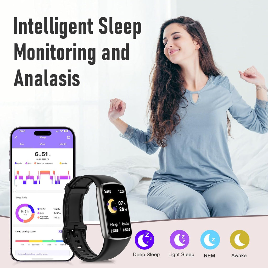 Skiennix Fitness Tracker - 24/7 Heart Rate & Blood Oxygen Monitor | IP68 Waterproof, 123 Sports Modes
