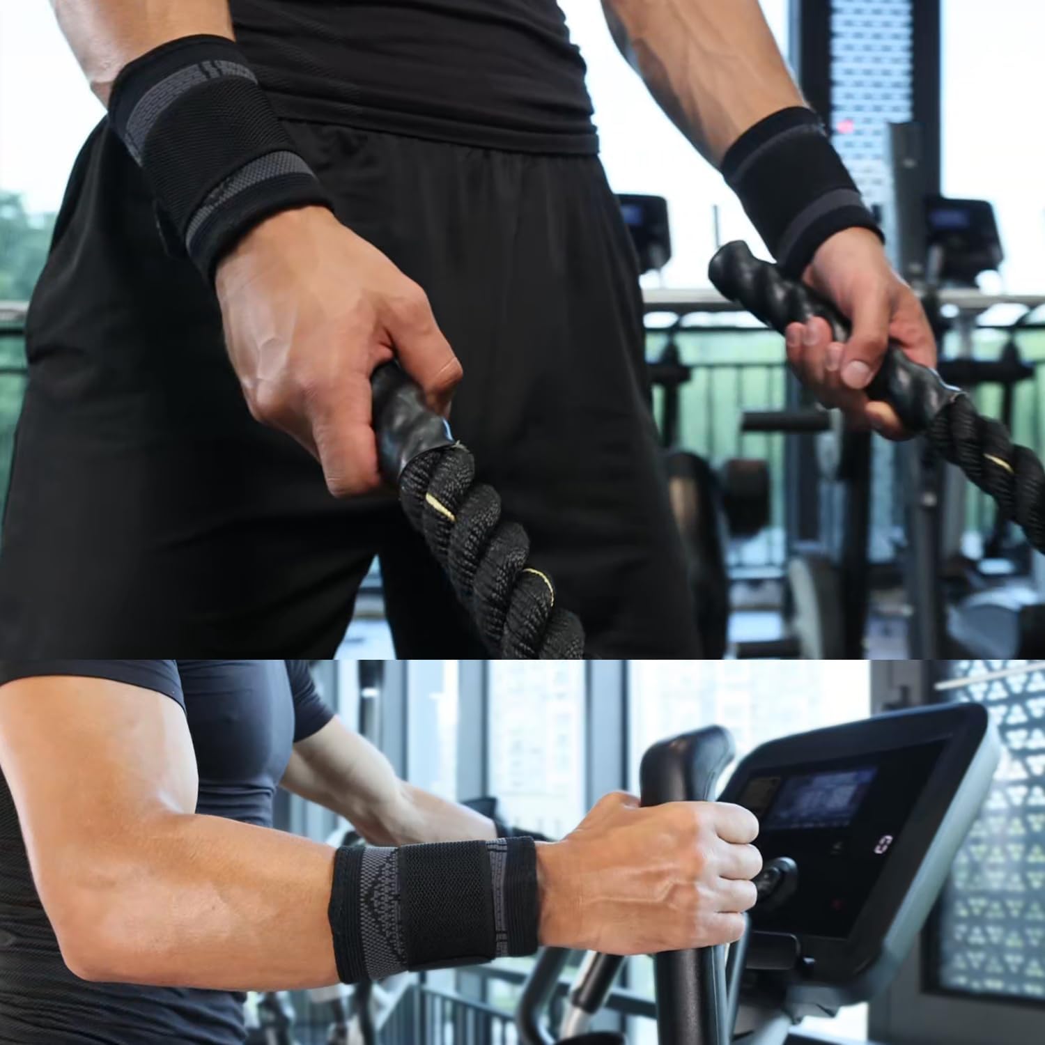 YUNYILAN Wrist Brace - Compression Support Sleeves for Carpal Tunnel & Tendonitis Relief | Black, Medium (2 Pack)