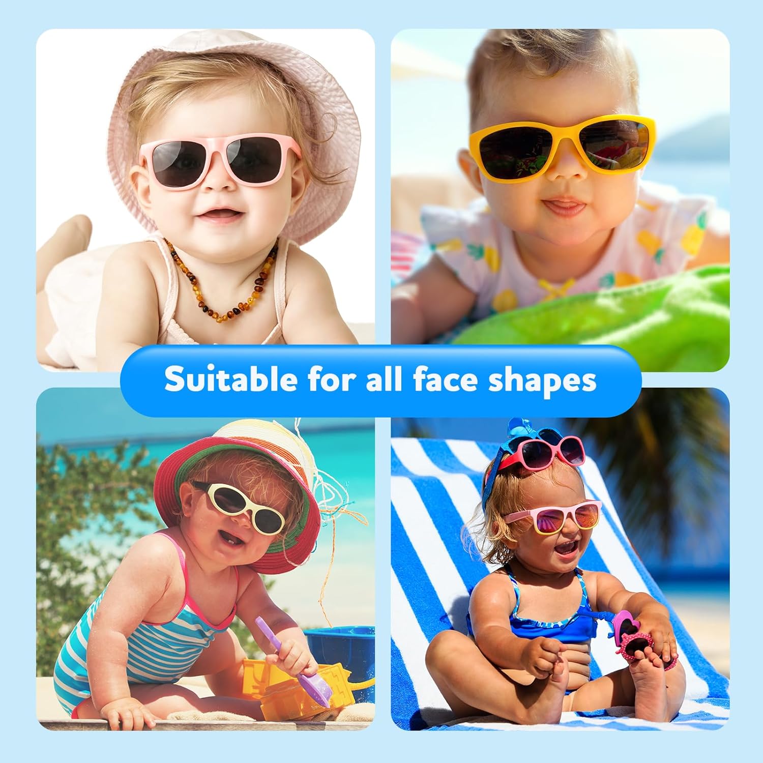 Skiennix Baby Sunglasses - UV400 Protection for Infants & Toddlers, 3 Pack for Ages 0-24 Months