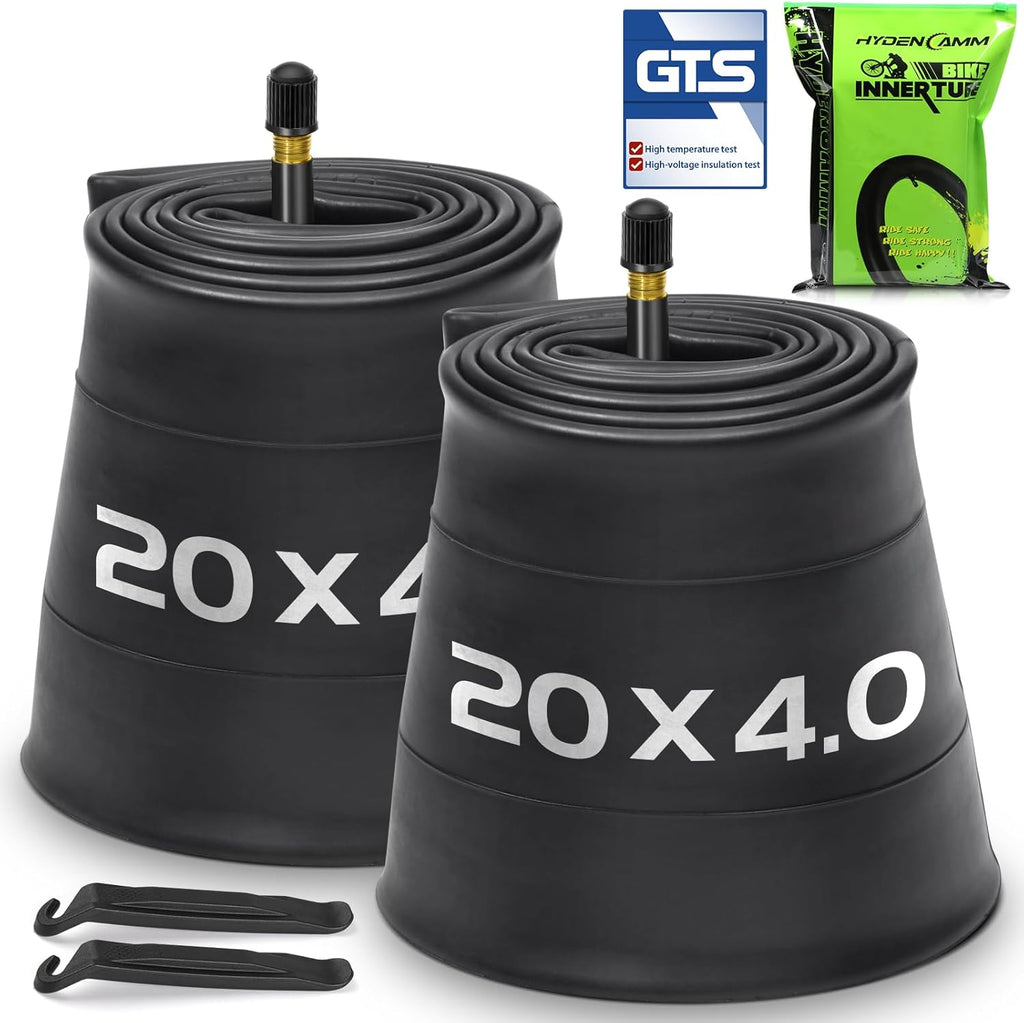 Premium Butyl Rubber Fat Bike Tube - 20x4 & 26x4.0 with AV 32mm Schrader Valve | Includes Tire Levers