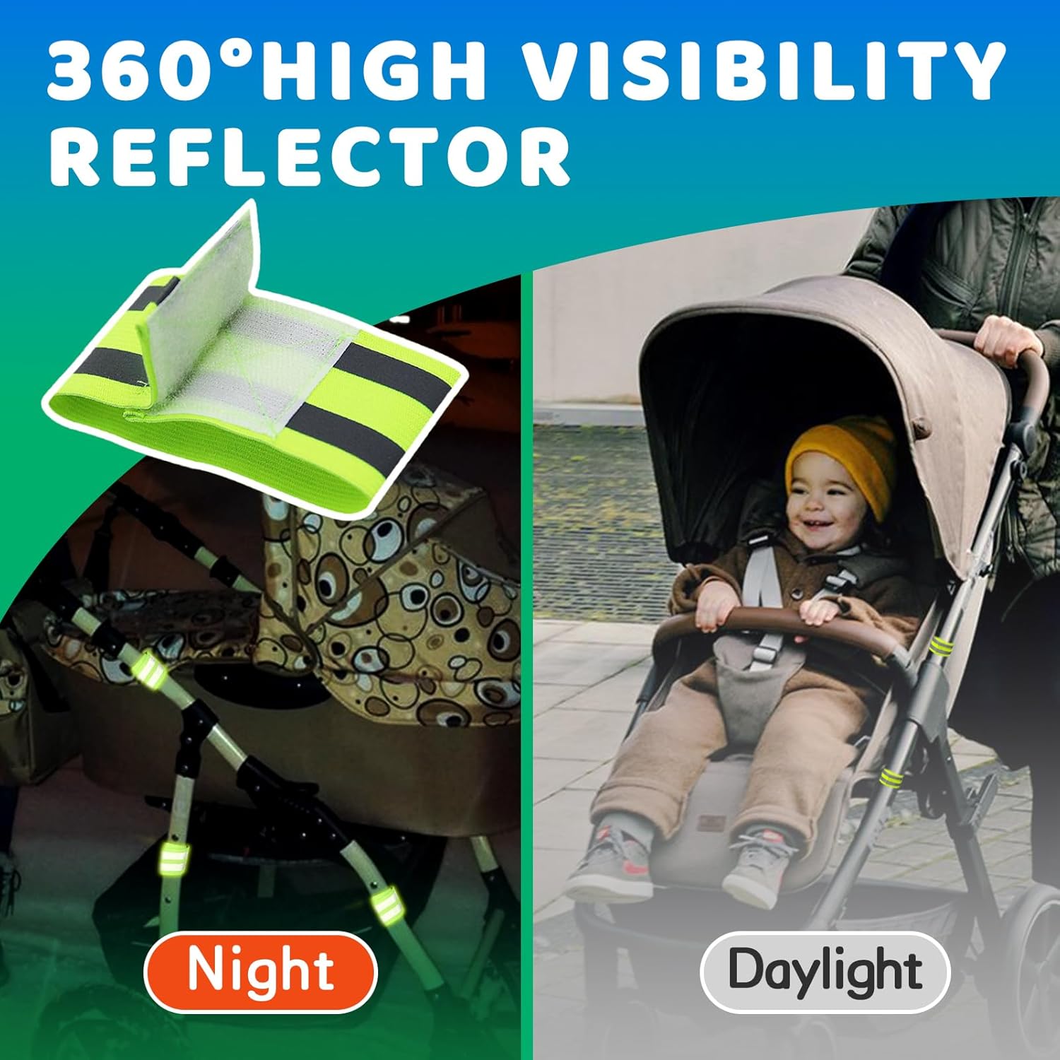 Skiennix Reflective Bands - High Visibility Elastic Reflectors for Strollers | 6-Pack for Night Safety