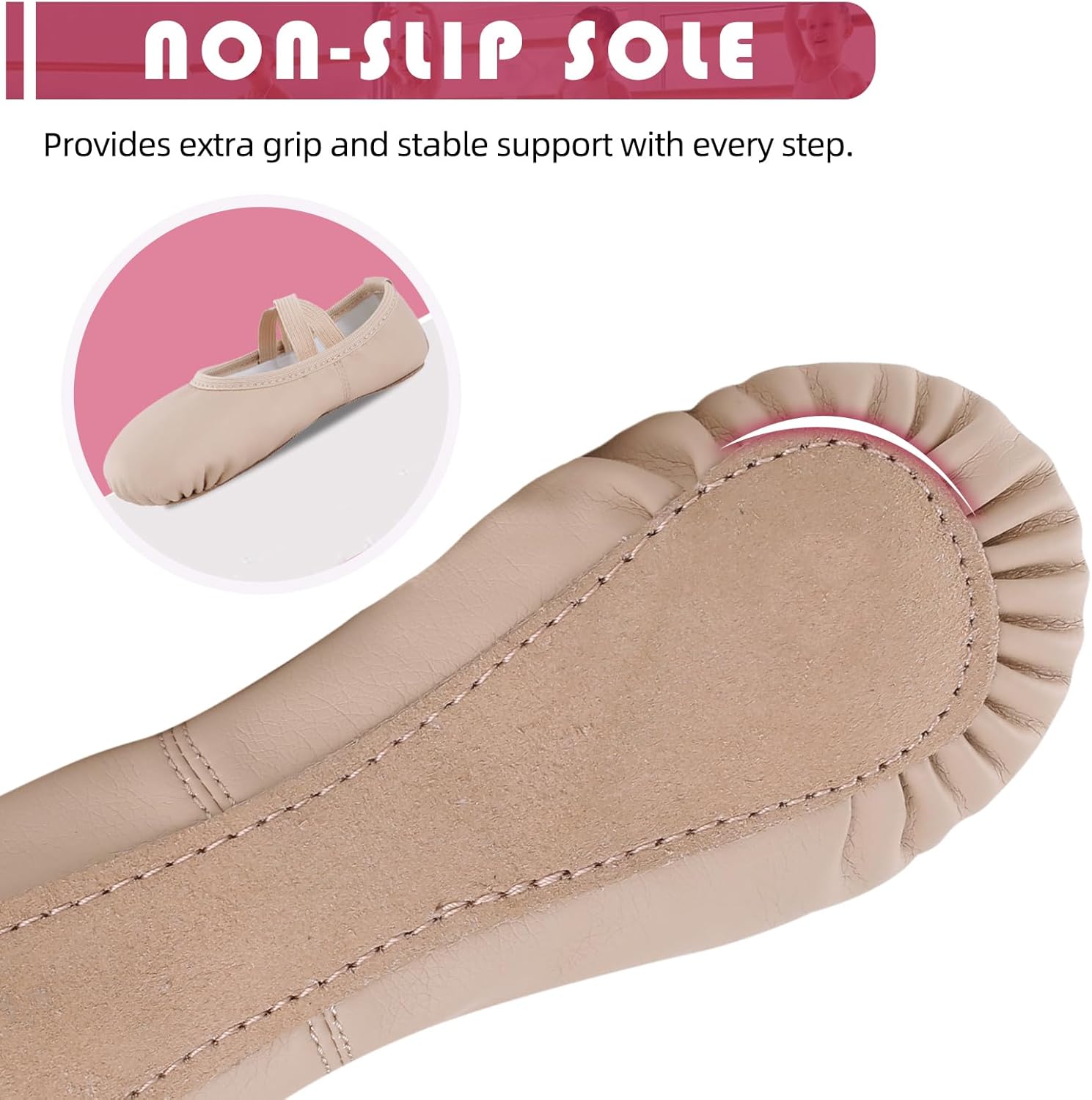 Skiennix Ballet Shoes - Soft No-Tie PU Leather Dance Slippers for Girls & Boys | Toddler to Women Sizes