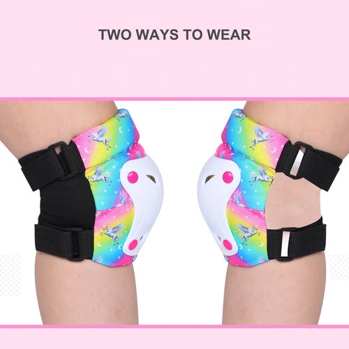 Knee Pads for Kids Elbow Padds Wrist Guards with Drastring Bag Adjustable Protective Gear Set for Girls Boys 3-8 Years Roller Skating Bike