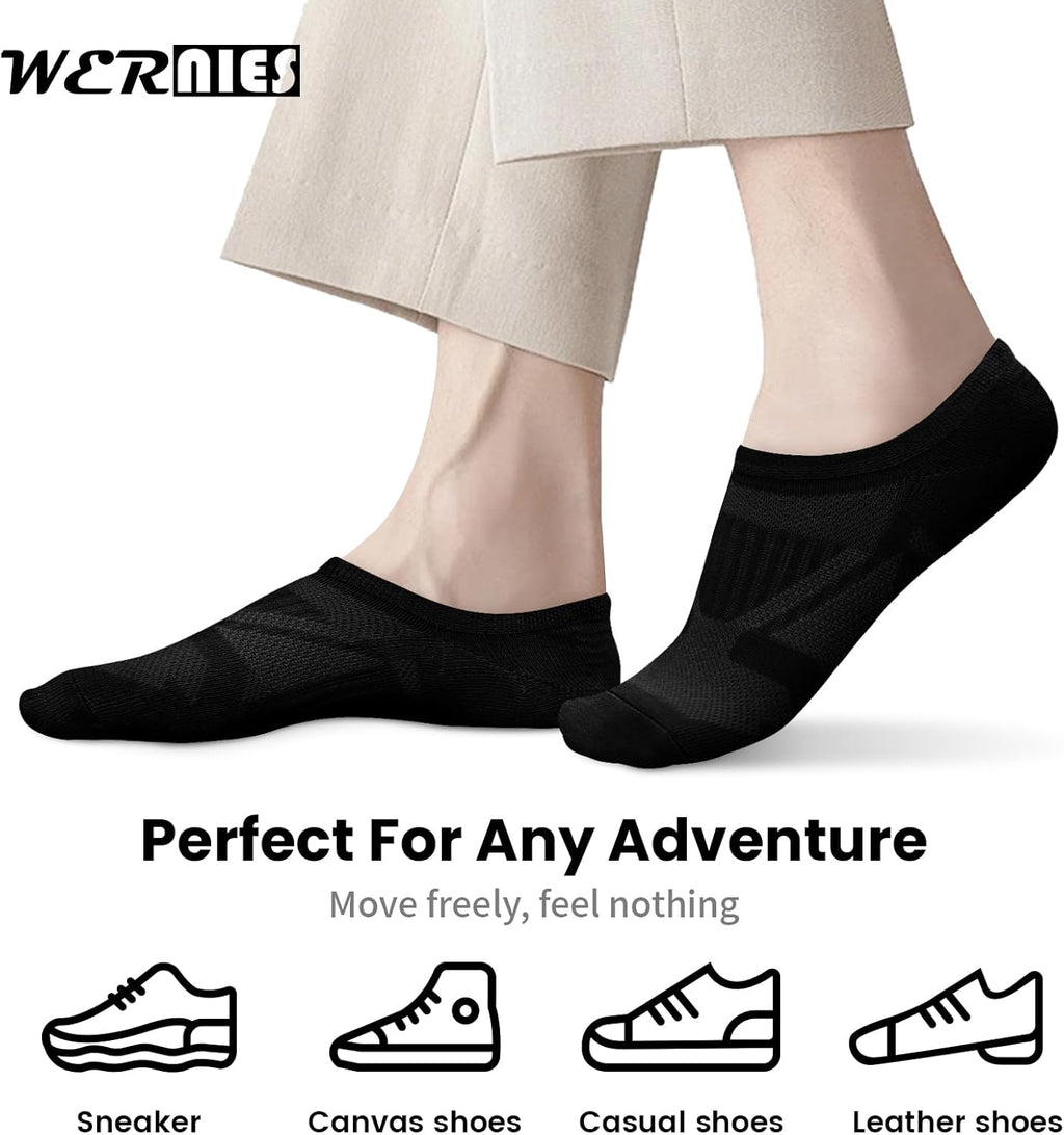 Wernies No Show Socks for Women - 8 Pairs of Invisible Low Cut Cotton Ankle Socks