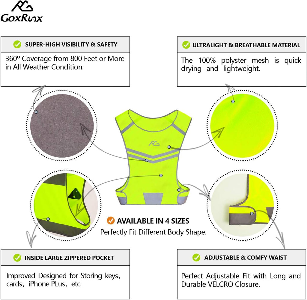 Skiennix Reflective Running Vest - High Visibility Safety Gear for Night Cycling & Motorcycle | Unisex Size