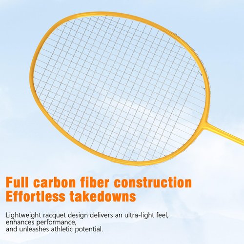 CHISHENGDI Badminton Racket,Carbon Fiber Lightweight Durable Racket with Anti-Slip Grip,High Elasticity for Beginners & Advanced Players,Indoor/Outdoor Use for Men Women Teens (Golden)