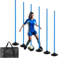 Skiennix 5FT Adjustable Agility Training Poles - 6 Pcs Set for Soccer, Basketball, Football & Dog Training | Blue with Rubber Bases