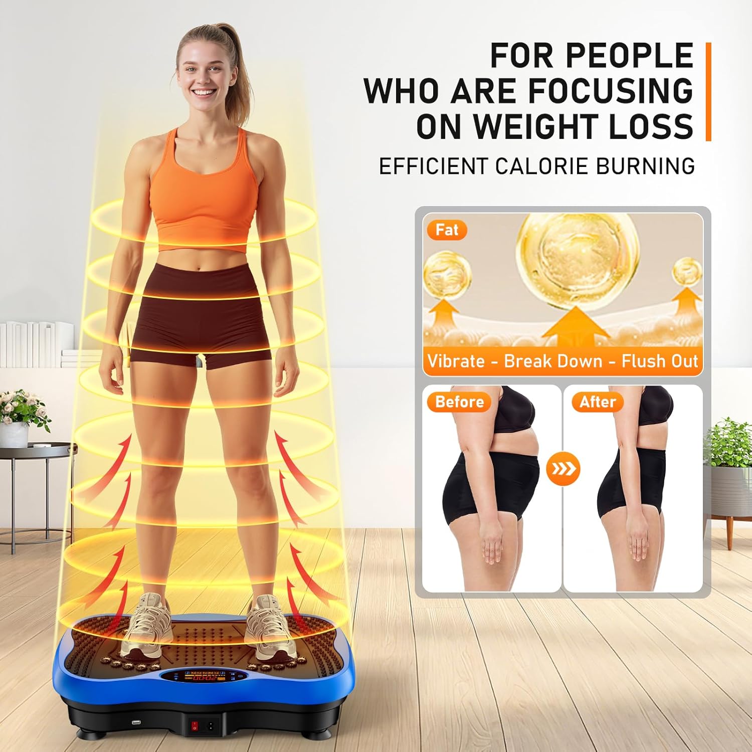 Skiennix Vibration Plate Exercise Machine - 130 Levels for Full Body Workout & Weight Loss | 450 Lbs Capacity with Bluetooth & Resistance Bands