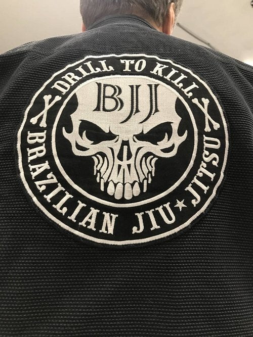 Gi Store Rocks! Jiu Jitsu Gi Patches Drill to Kill 9.8 inches sew on Jujitsu Gi Patch for BJJ GIS and BJJ Apparel Embroidery – Gifts for Jiu Jitsu, GS-00124