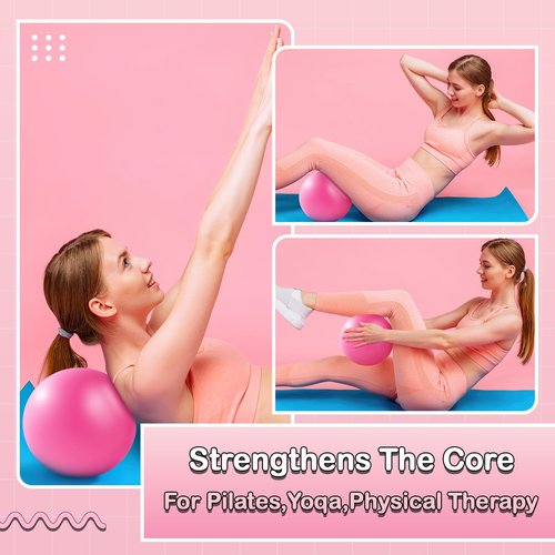 Kaelaris Pilates Kit 14PCS for Women,Home Workout Essentials Kit with Pilates Circle,9 Inch Yoga Ball, Figure 8 Resistance Band, Pilates Sock & Accessories for Beginners, Core Strength,Pink