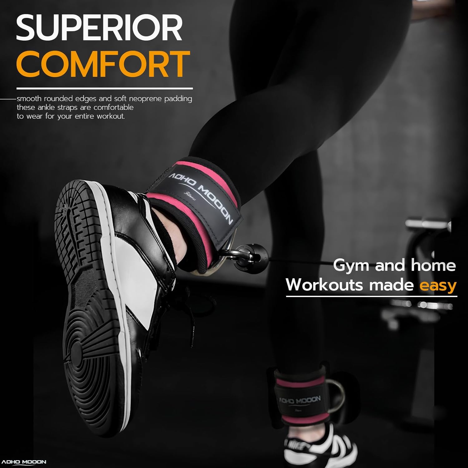Skiennix Adjustable Ankle Straps - Comfortable Leg Cuffs for Glute Workouts | One Size Fits All