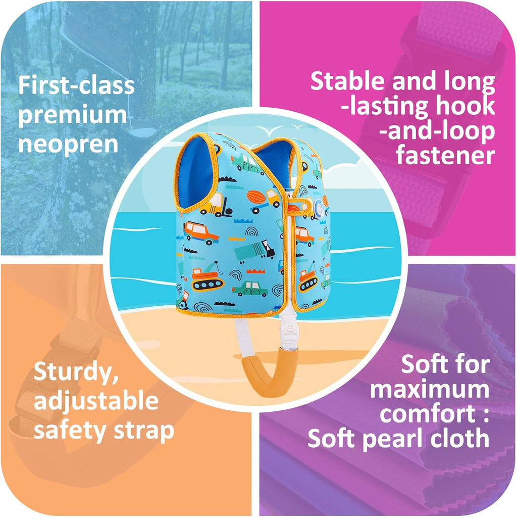 Skiennix Kids Swim Vest - Neoprene Swim Trainer with Crotch Strap for Toddlers 1-9 Years | Adjustable Straps