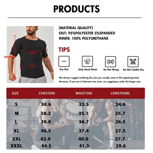 Lsnere Sauna Suit Sweat Shirt For Men Heat Trapping Compression Vest Shapewear Top Gym Accessories Exercise Slimming Body Shaper Workout Clothes Sweating Jacket M