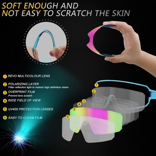 SPOSUNE Polarized Cycling Glasses for Men Women, UV400 Bike Sunglasses - Sport Eyewear for Bicycle Baseball Running MTB