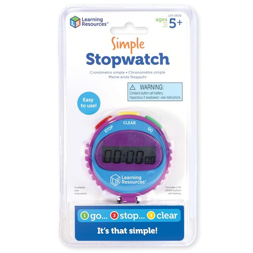 Learning Resources Simple Stopwatch - Ideal for Science Investigations & Timed Math Exercises | Ages 5+