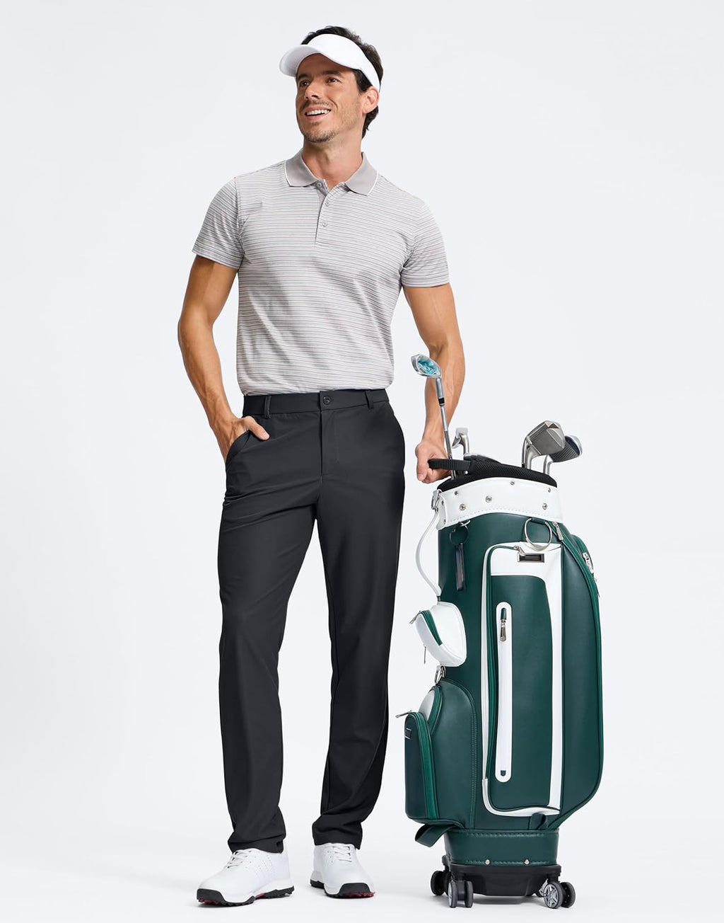 Pudolla Men's Golf Pants - Comfy Stretch Quick-Dry Casual Slacks with Pockets | Available in 30", 32", 34"