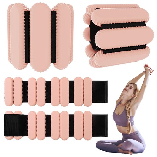 Wrist & Ankle Weights for Women, Wearable Strong Arm & Leg Weights Set of 2(1Lbs Each), Freely Removable, Ankle Weights for Walking, Yoga, Dance, Gym (Flesh pink)