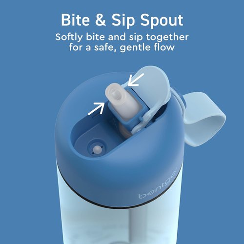 Bentgo Kids Water Bottle - Leak-Proof, Durable BPA-Free Tritan | 15 oz. Cup for Ages 3+ (Blue)