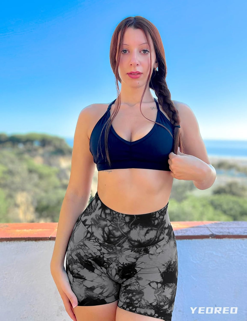 YEOREO Women's Workout Shorts - High Waisted Seamless Scrunch Design | 3.6" Gym & Yoga Biker Shorts
