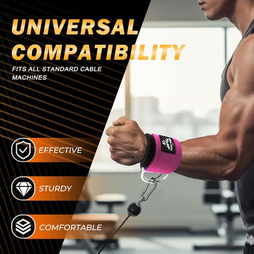 Wrist Cuffs with Dual D-Rings – Secure & Comfortable Support for Cable Machine Workouts, Lateral Raises, Arm Strength Training, and Triceps Exercises