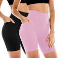 Leafigure Women's Biker Shorts - High Waisted Yoga Shorts with Pockets | 2 Pack for Gym & Running