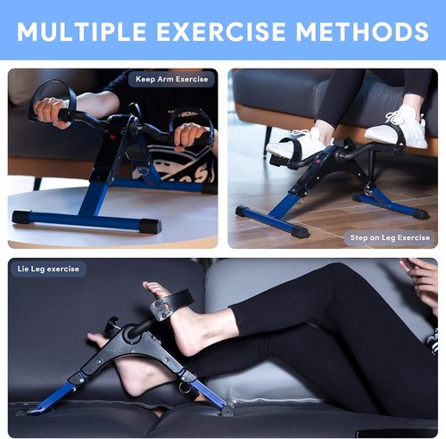 Folding Pedal Exerciser - Mini Under Desk Bike with LCD Display for Arms & Legs Workout | Portable Fitness Machine for Adults & Seniors