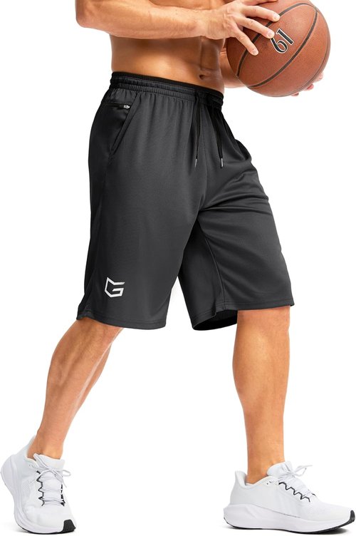 G Gradual Men's Basketball Shorts - Quick Dry Lightweight Athletic Shorts with Zipper Pocket | 9"/11" Sizes