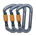 Auto Locking Rock Climbing Carabiner Clips, Heavy Duty Asymmetrical Carabiner Connector Used for Rappelling Rescue Outdoor Climbing, Mountaineer, Hammock, Camping (RM34SL（3pack）)
