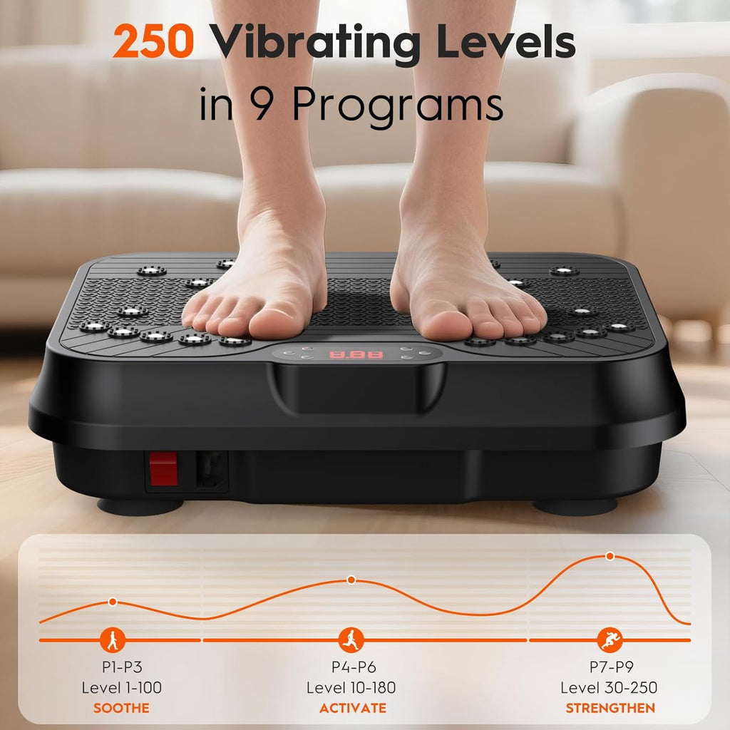 Skiennix Vibration Plate Exercise Machine - 400 Lbs Capacity, 250 Speed Levels for Whole Body Fat Burning