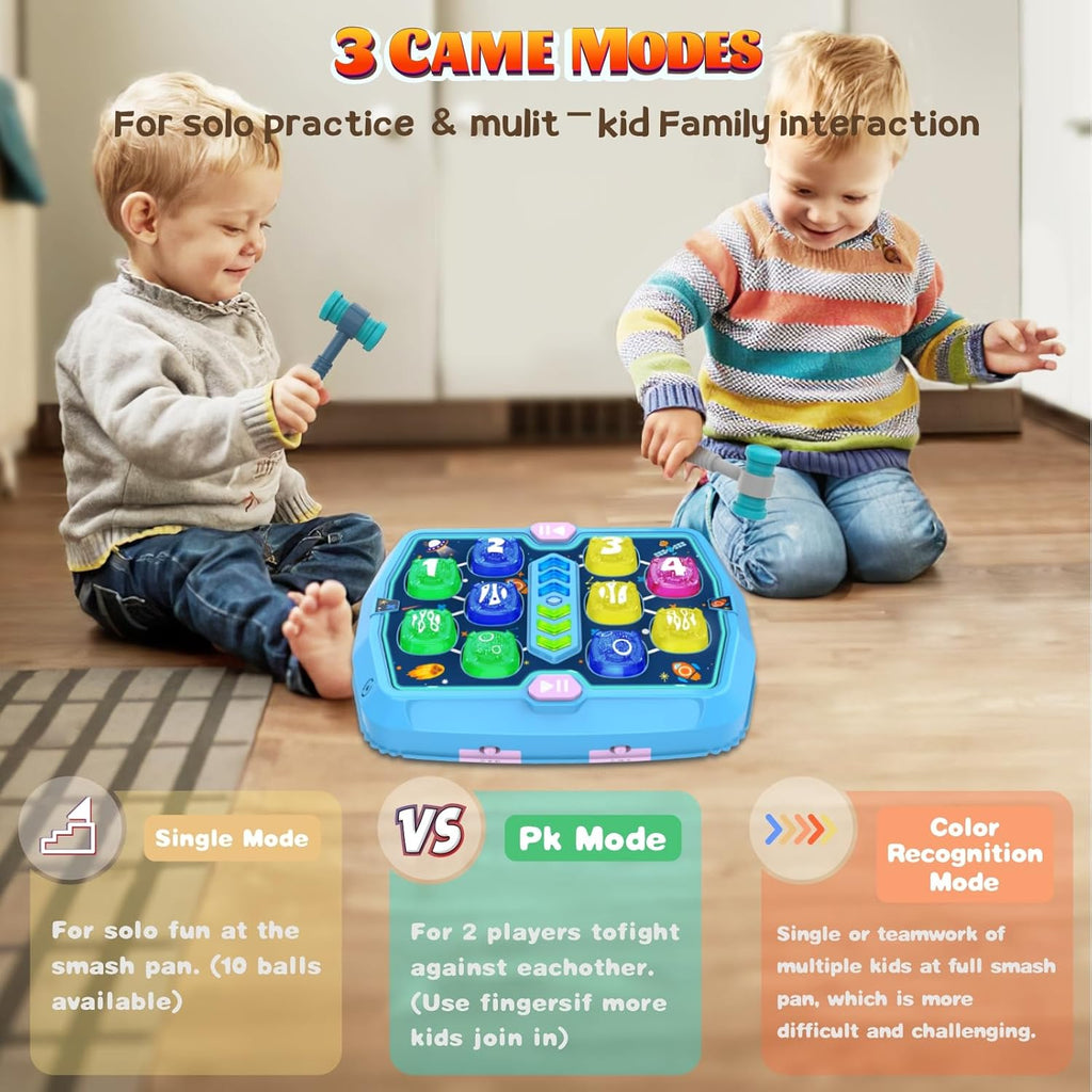 Whack Game Mole | Interactive Pounding Toy for Toddlers | 3 Modes, 2 Hammers, Sound & Light | Ages 3-8