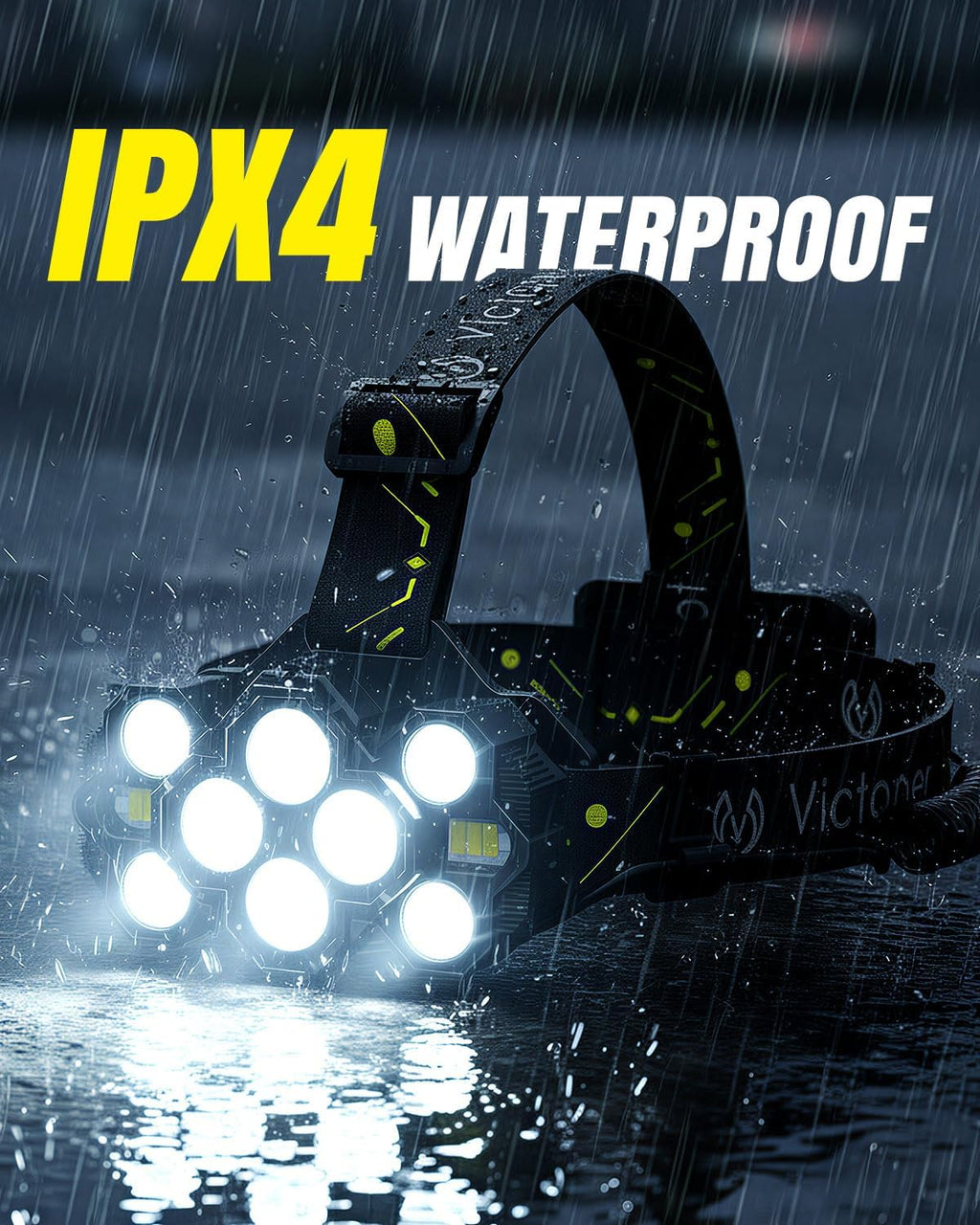 Victoper Rechargeable Headlamp - High Lumen 10 LEDs with 8+2 Modes & Red Light | Waterproof for Outdoor Activities