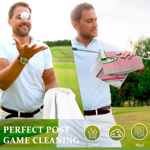 Swooflia Golf Towel with Clip for Golf Club Bags for Men Women Golfers Accessories, Elegant Unique Good Life Microfiber Large Golfing Rag with 4 PCS Golf Tees