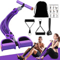 Skiennix Adjustable Foot Pedal Resistance Band - 4-Tube Ankle Puller for Full Body Workout | Purple
