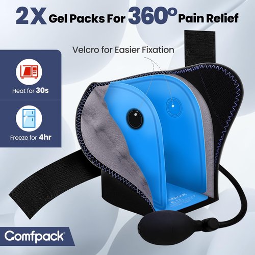 Comfpack Compression Ankle Ice Pack Wrap for Sprain & Fracture, Ankle Support Brace with 2 Cold Packs, Reusable Gel Cold Hot Therapy for Injuries, Plantar Fasciitis, Achilles Tendonitis, Surgery