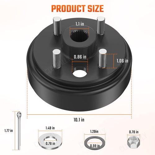 CLUBRALLY Golf Cart Brake Drum Kit with Large Hole Fine Splined, Fits 1991-Up Gas EZGO and 1996-Up Columbia, OEM#21807-G1, 41843-94 (2 PCS)