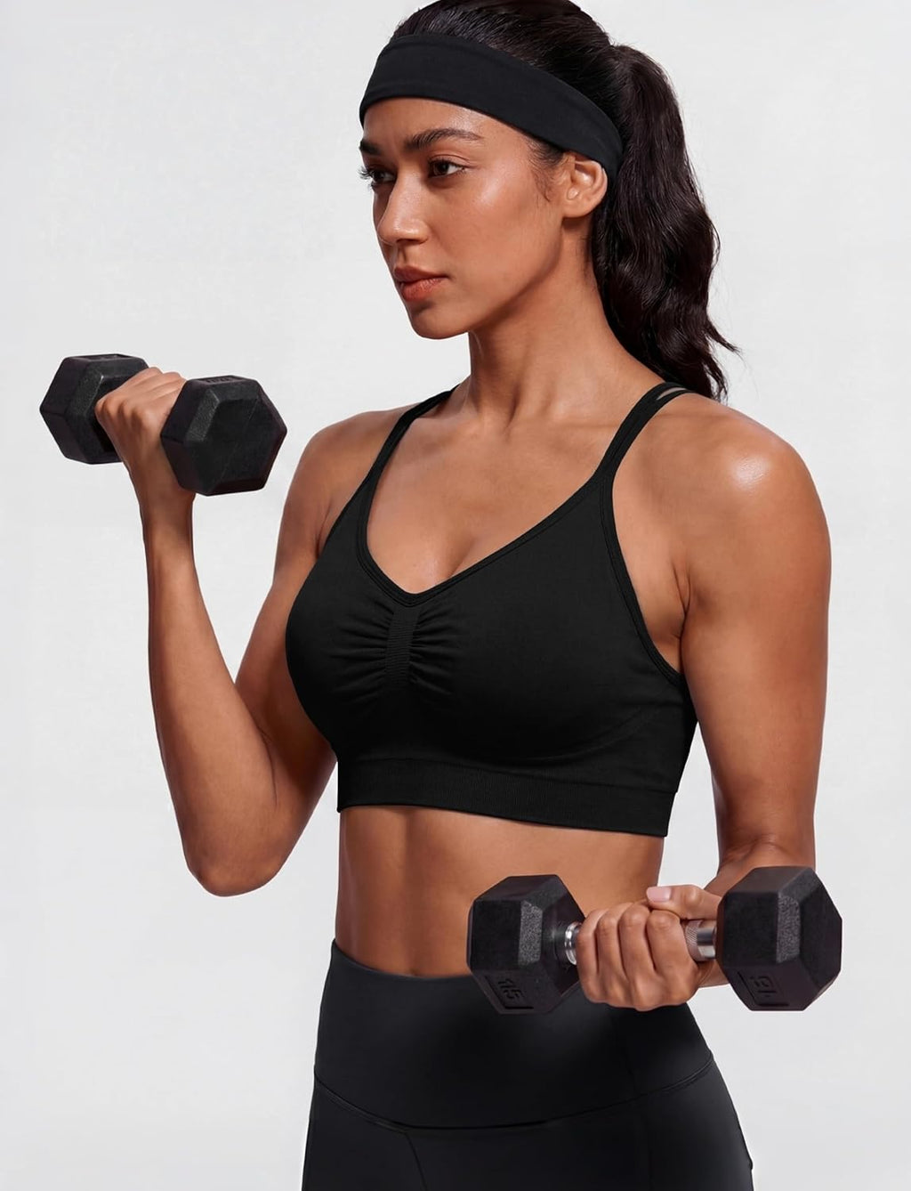 WANAYOU Sports Bras for Women - Padded Medium Support Strappy Cross Back Workout Bra | 3 Pack