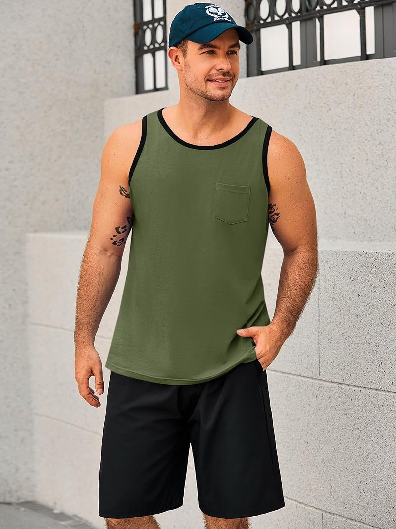 Army Green X-Large Runcati Men’s Workout Tank Top Sleeveless Gym Shirt