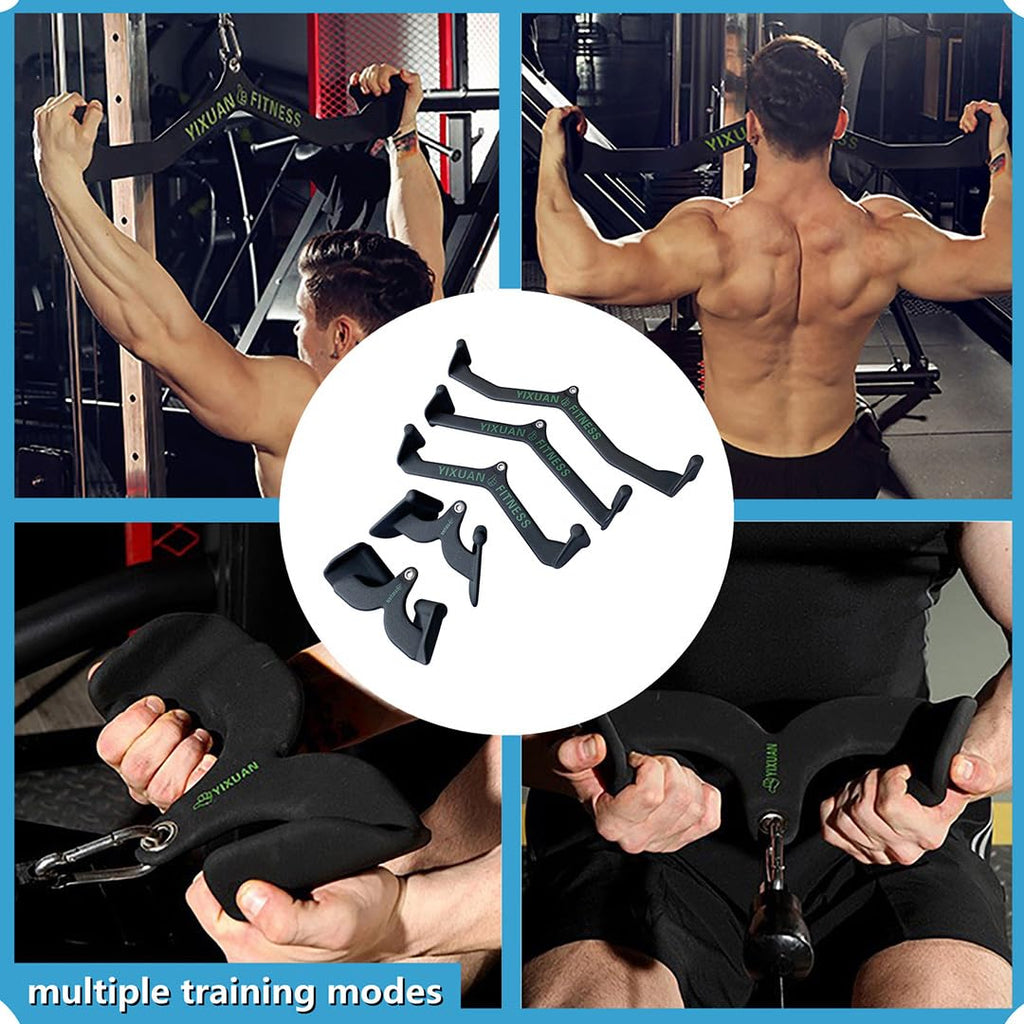 YIXUAN FITNESS Wide Grip Lat Pulldown Attachments V Bar, Close Grip Lat Pull Down Bar Double D Row Handle Tricep Press Down Bars Cable Machine Accessories, Gym Back Attachment