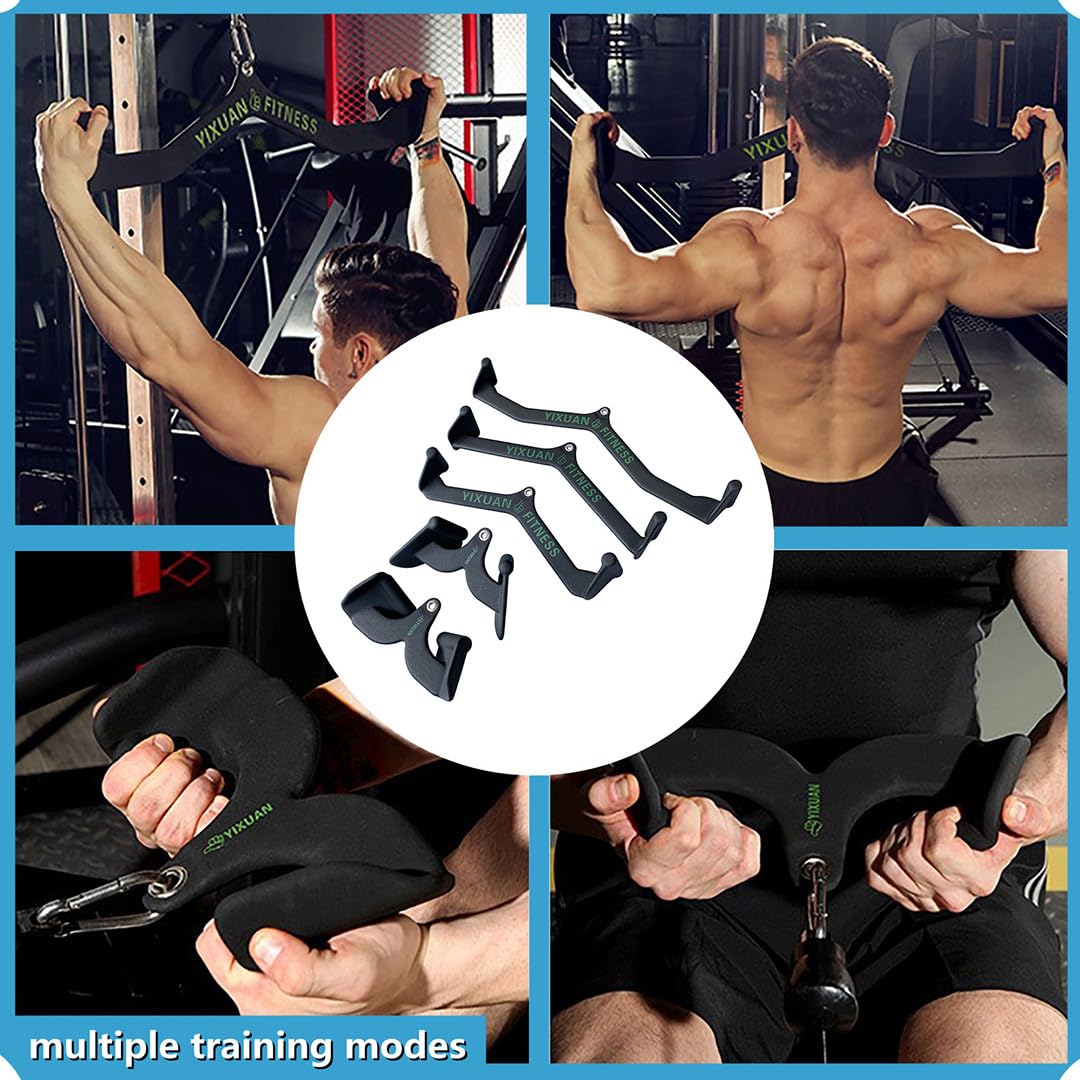 YIXUAN FITNESS Wide Grip Lat Pulldown Attachments V Bar, Close Grip Lat Pull Down Bar Double D Row Handle Tricep Press Down Bars Cable Machine Accessories, Gym Back Attachment